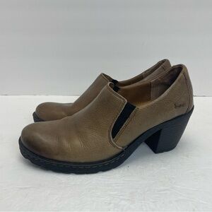 Born Concept Shoes Women 9 Bootie Slip On Leather Brown Block Heel BOC Fashion